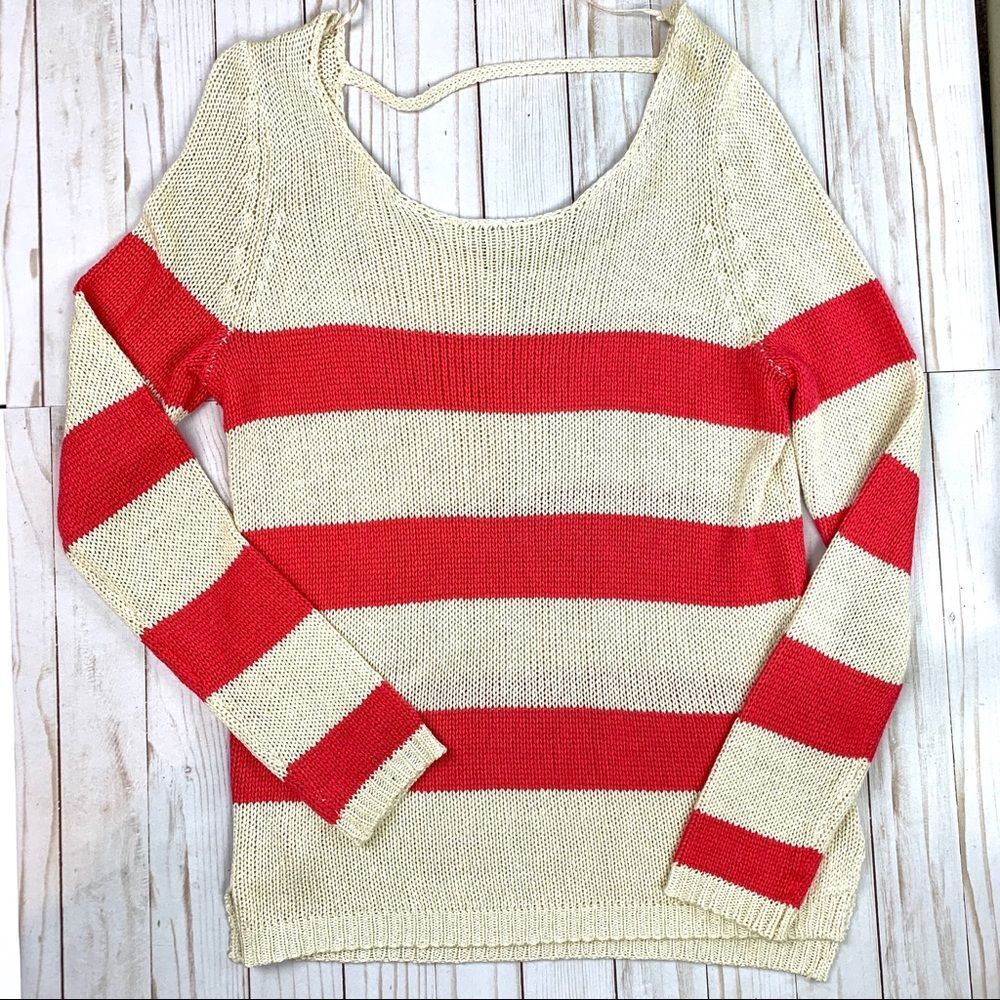 Olive & Oak Orange & Cream Knit Sweater Size Medium